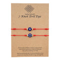 Valentines Day Handmade Lucky Evil Blue Eye Charm Braided Red Black Rope 7 Knots Bracelet Lucky Jewelry Friendship Bracelets