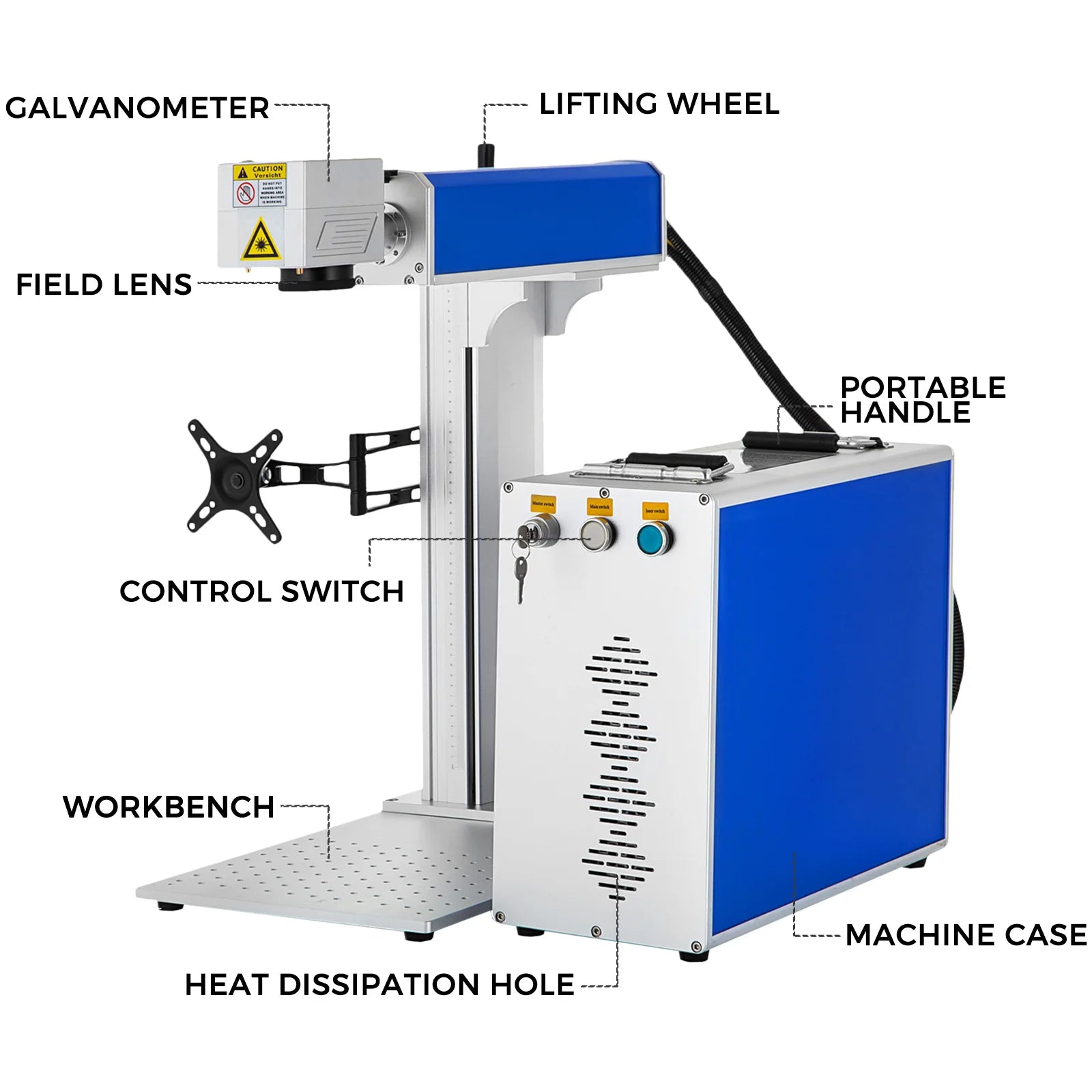 Sihao Wide Application 30W Fiber Laser Marking Machine Separated Type 150x150 mm Marking Good Condition