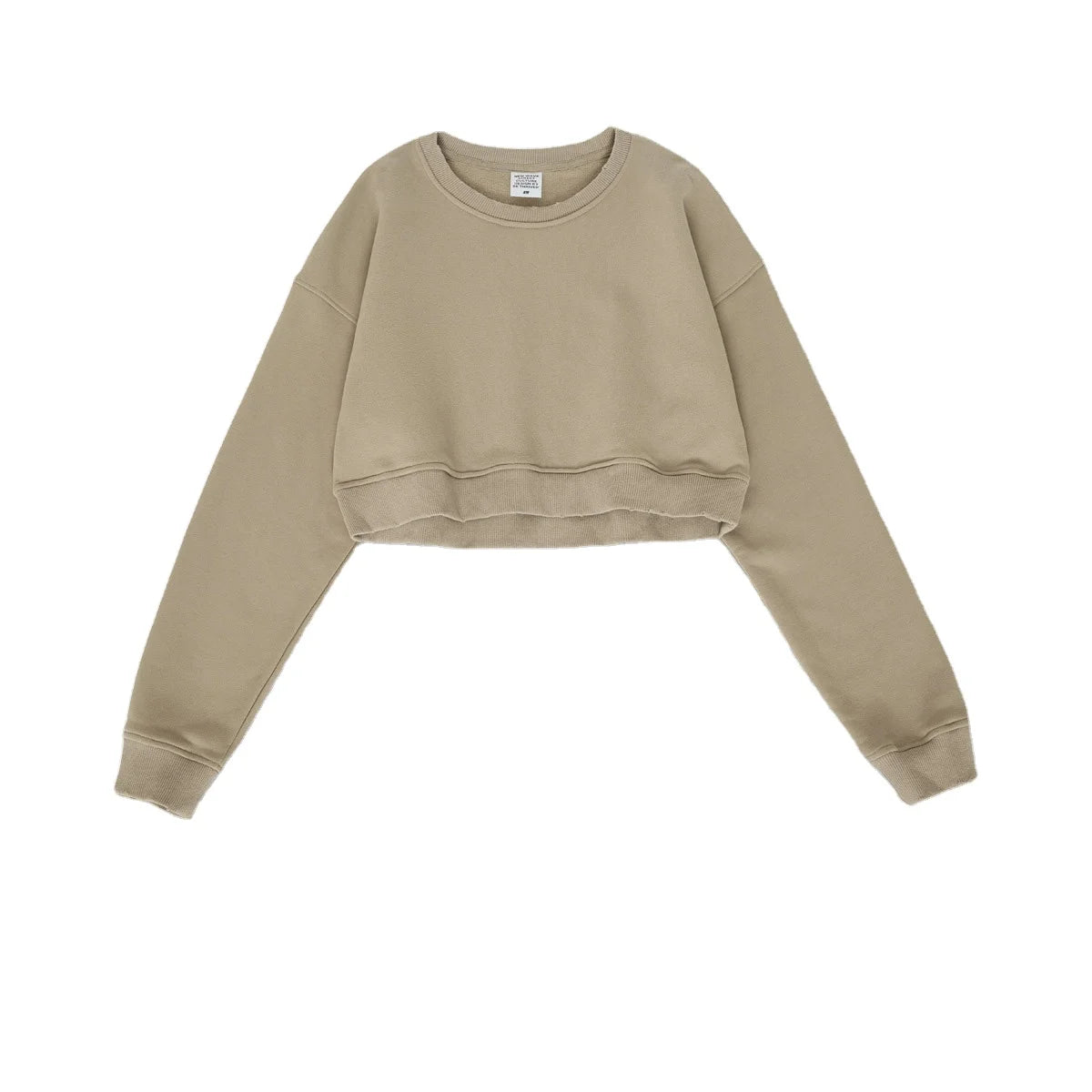 Custom Logo Short Crop Loose Cut Roll-up Pullover Drop Shoulder Long Sleeve Fitness Sports Women's Top Sweatshirt