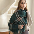 Retro Classic Fringe Scarf Fashion Plaid Style Artistic and Elegant Thickened Warmth Scarf
