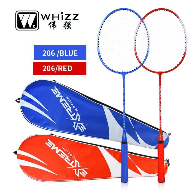 Factory Cheap Price Iron Steel Sport Beginner Red Blue Color Badminton Racket  with Bag Best Selling Steel Badminton Racket Set