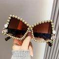 2024 Irregular Pearl Sunglasses Large Frame Bow Sunglasses for Women