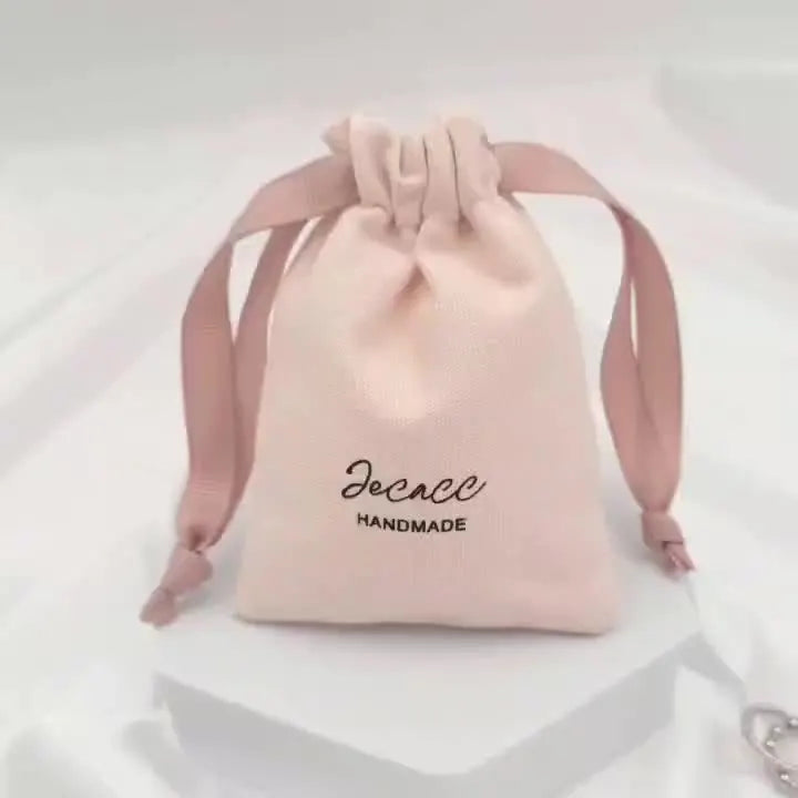 Luxury Soft Customized Canvas Velvet Drawstring Pouch Bag for Clothing Socks Cosmetics Jewelry Gift Packaging