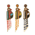 INS Handmade Multi-color Beads Earring Vintage Ethnic Bohemian Bird Star Beads Tassel Earring Wholesale Jewelry