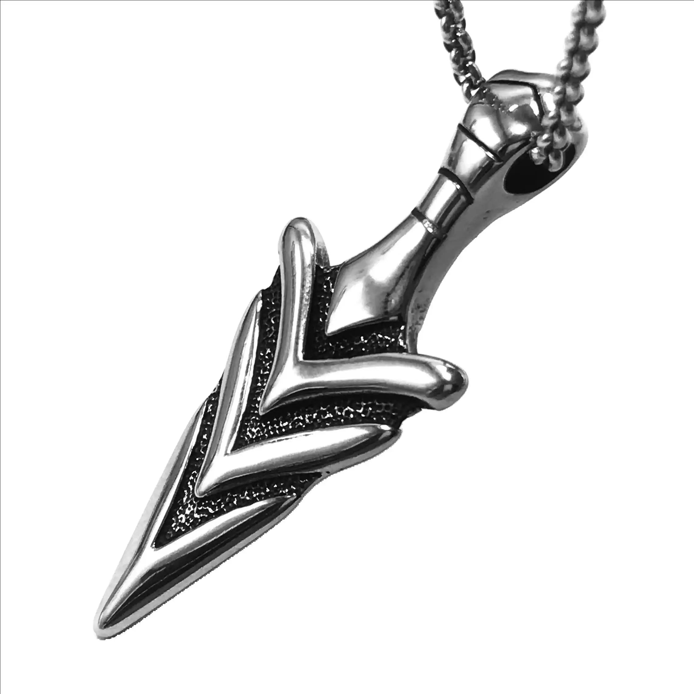 Norse Mythology Stainless Steel Odin's Spear Viking Arrowhead Pendant Necklace