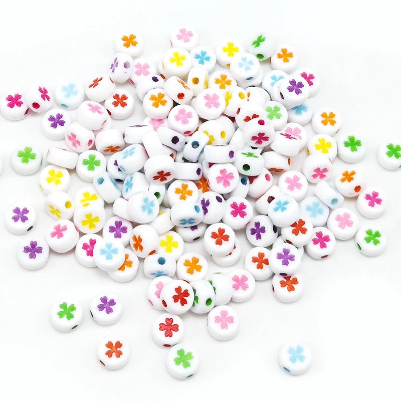 100Pcs Four Leaf Clover Spacer Beads Loose Charm Beads for Jewelry