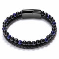 Men Fashion Jewelry Leather Rope Magnetic Clasp Agate Natural Tiger Eye Stone Beaded Bracelets