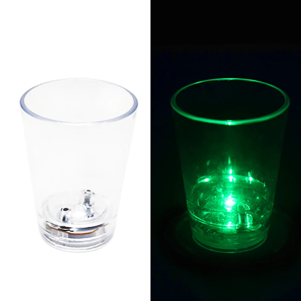 Neon-Glo Teen Party Favor Shot Glasses-LED Neon Glow in Dark Plastic Battery-Powered Drinking Cups