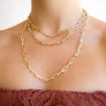 G4008 Wholesale Stainless Steel Paperclip Necklace Minimalist Fashion Jewelry Pvd 18k Gold Plated Paper Clip Link Chain Necklace