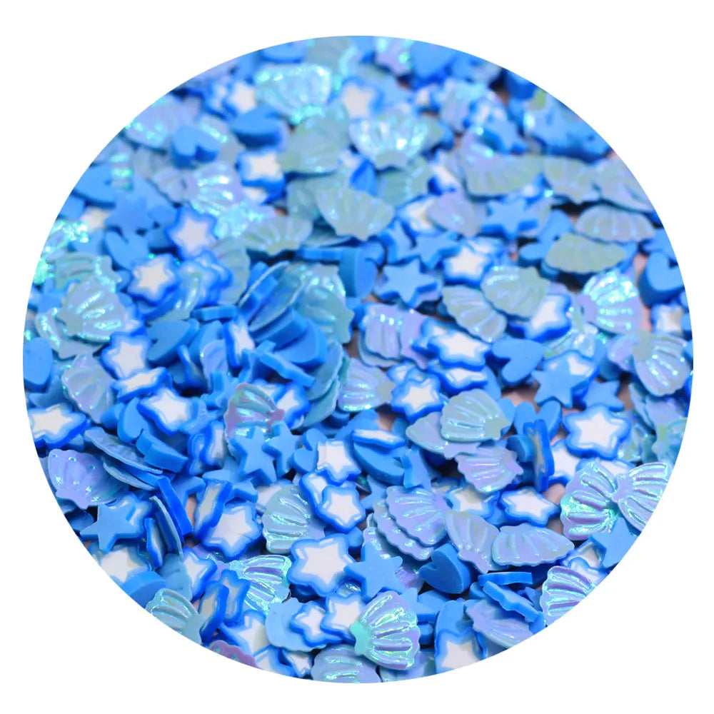 Blue Pink Mix Glitter Shell Star Polymer Clay Sprinkles Mermaid Fish Tail Slice for Slime Nail Art Decorations