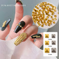 200pcs/bag Riveting Nail Ornament Gold Silver Crystal Diamond Nail Rhinestones Multi-size Metal Flat Steel Rivet Nail