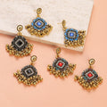 Classic Vintage Rhinestone Statement Earrings Indian Gold Color Carved Round Eardrop for Women Fashion Jewelry