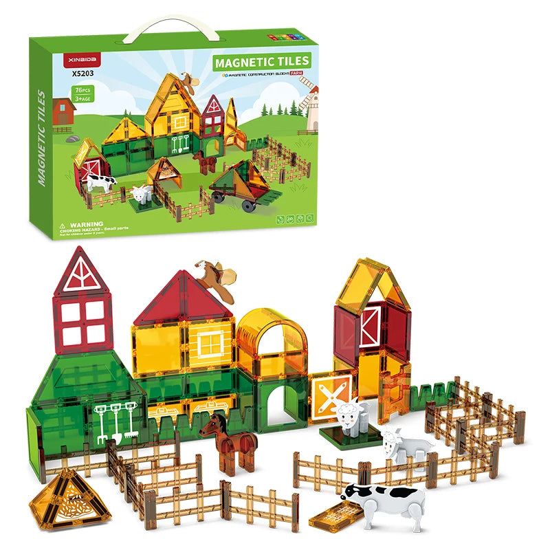Pastel Magnetic Building Tiles Set Plastic 3D Activity Block for Boys Girls Kids Educational Toddler Toys for Kids