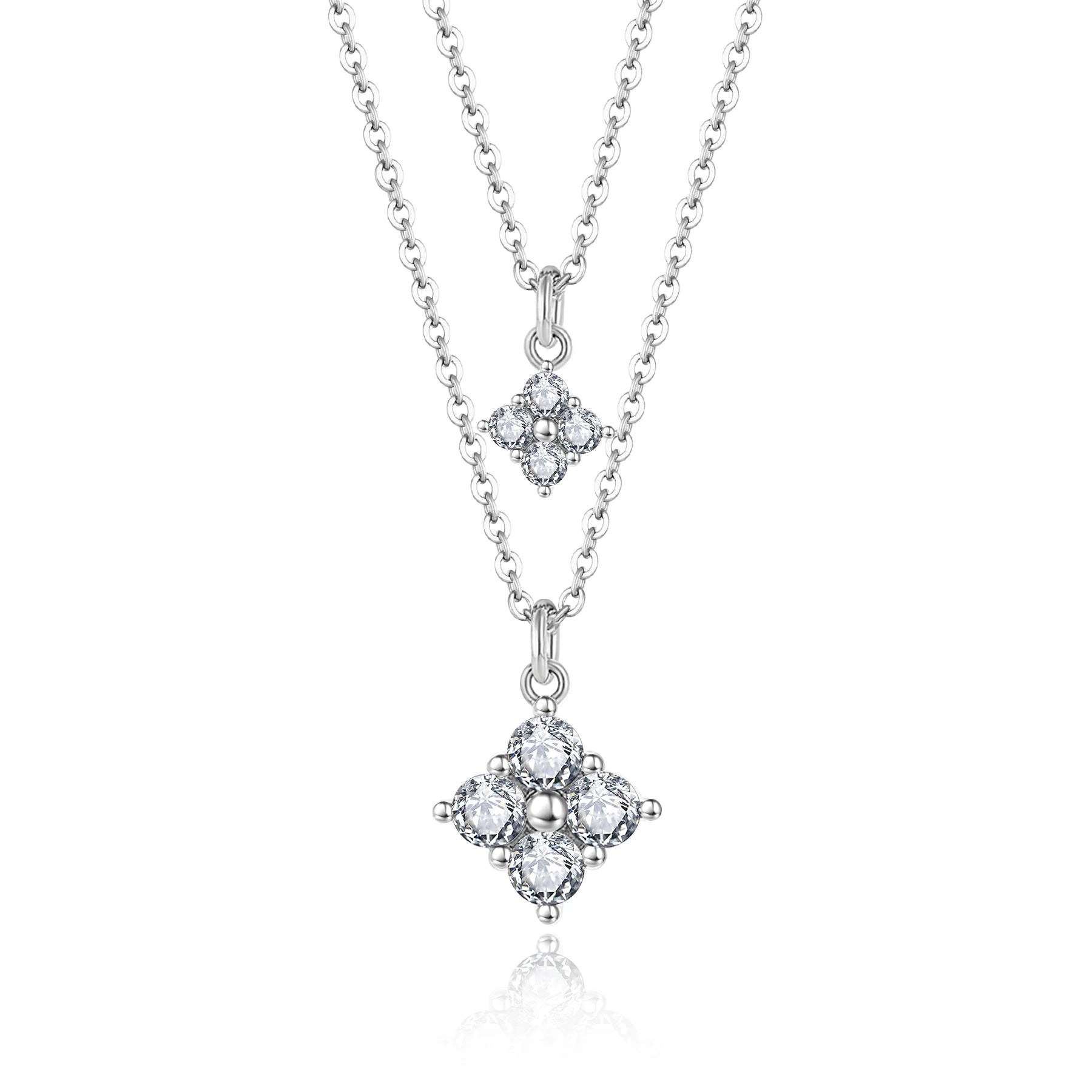QX Custom OEM Fine Jewelry 925 Sterling Silver Zircon Romantic Flower Women Gift Necklaces