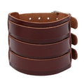 Vintage Punk Men's New Fashion Genuine Leather Cuff Bracelet with Geometric Design Black/Brown