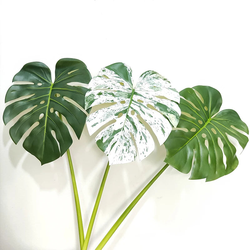 3D Printing Faux Monsteras Leaves Real Touch Greenery Artificial Green Leaf Plants for Wedding Home Party Table Decoration