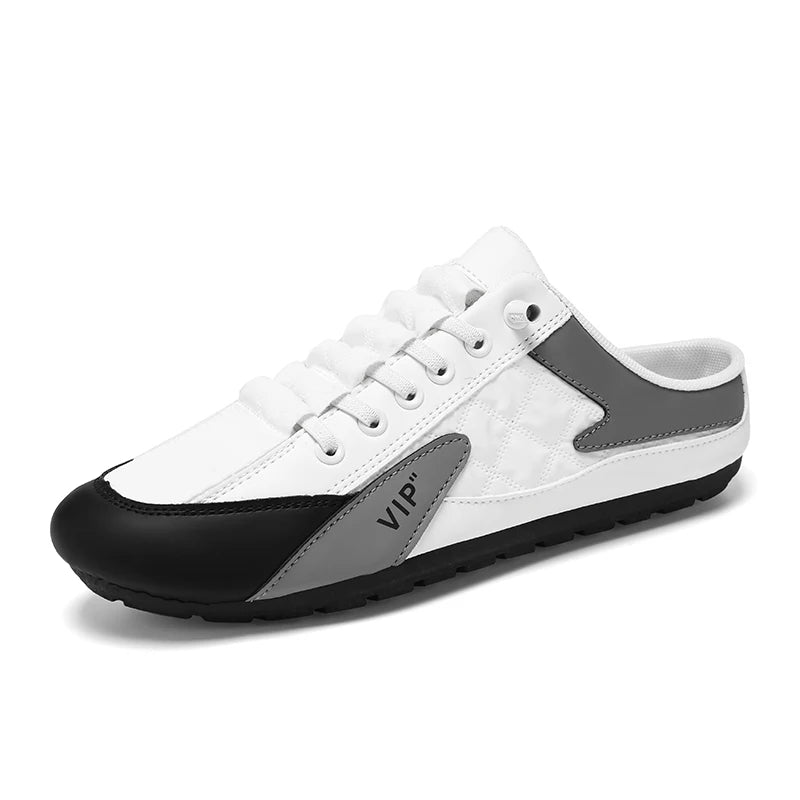 Men's Casual Sneakers Fashionable Versatile Flat Walking Driving Shoes Comfortable Anti-Slip Half Slip-On Flexible for Autumn