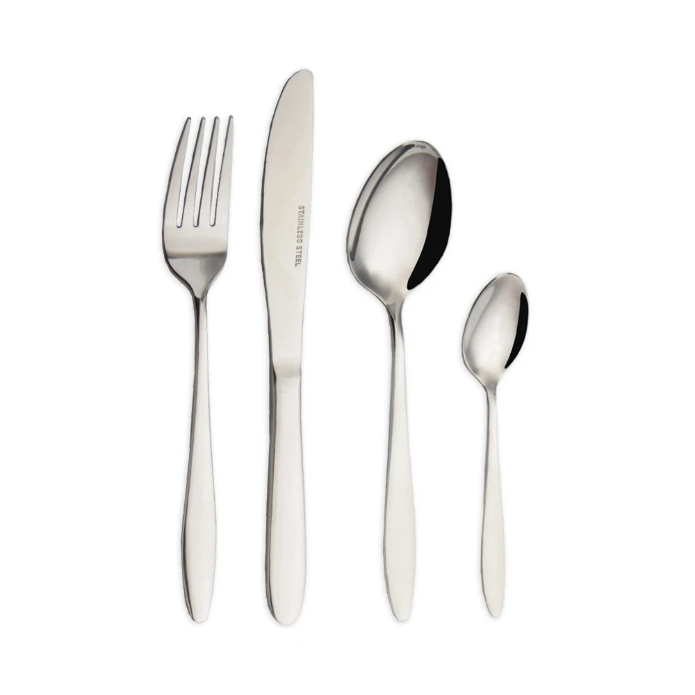 2024 Matte Silver Classic Stainless Steel Cutlery Spoon and Fork Set Silverware Set Camping Use Custom Logo