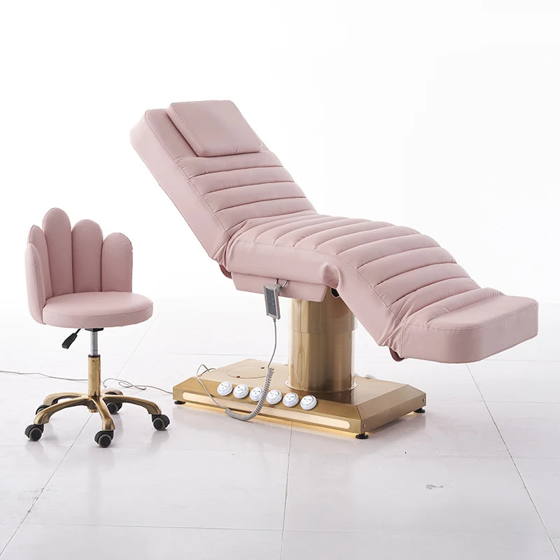Gold-Plated Stainless Steel Base 3 Motor Massage Bed with LED Light and Foot Control