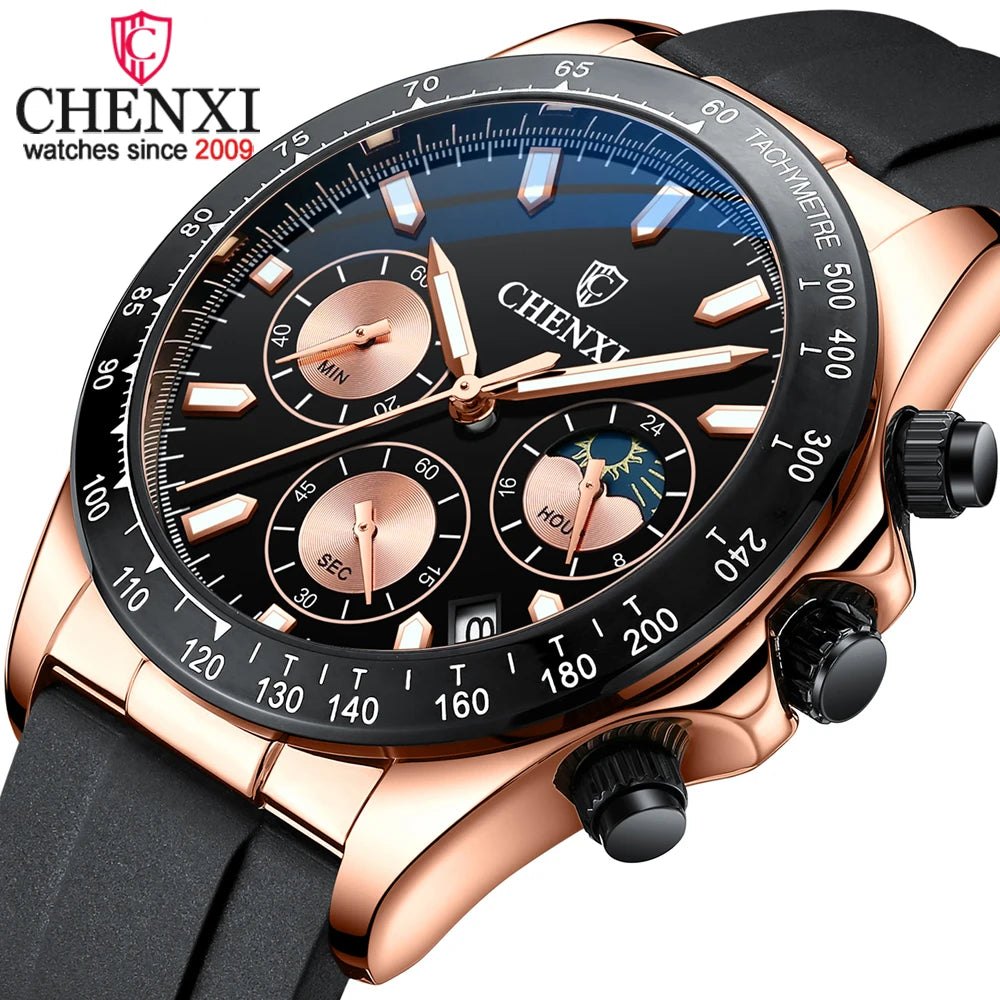 2022 CHENXI Watch New Man Watches Casual Sport Chronograph Digital Luxury Date Waterproof Quartz Watch Men Relogio Masculino 958