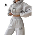 Custom Puff Printing 300GSM 400GSM 500GSM Pullover Hoodie Set Women High Quality Blank Two Piece Hoodie and Sweatpants Set