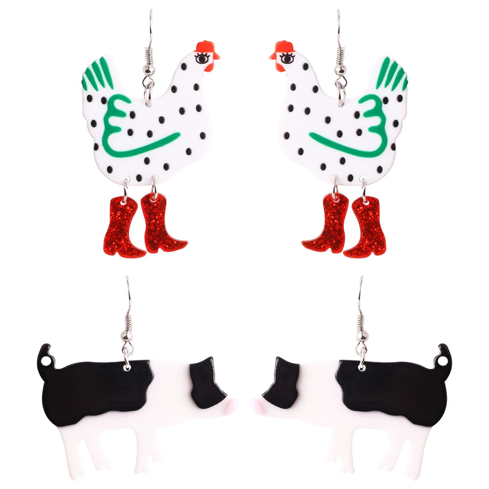 Earring Pendant Wholesale Fashion Style Set Girl Trendy Women's White Animal Party Drop Earrings FS High Quality Chick Piggy