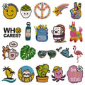 Factory Sell Hawaii Style Iron on  Embroidery  Cute Cartoon Sloths Alpaca  Octopus Leaf Patch for Decoration