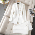 S-4XL Spring and Autumn Women's Suit Set Two Pieces Elegant and Fashionable Suit Formal Attire Double Breasted Jacket+pants