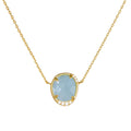 Fashion Fine Jewelry 925 Sterling Silver Chain Necklace Jewelry Women Zircon Oval Natural Sapphire Gemstone Pendant Necklace
