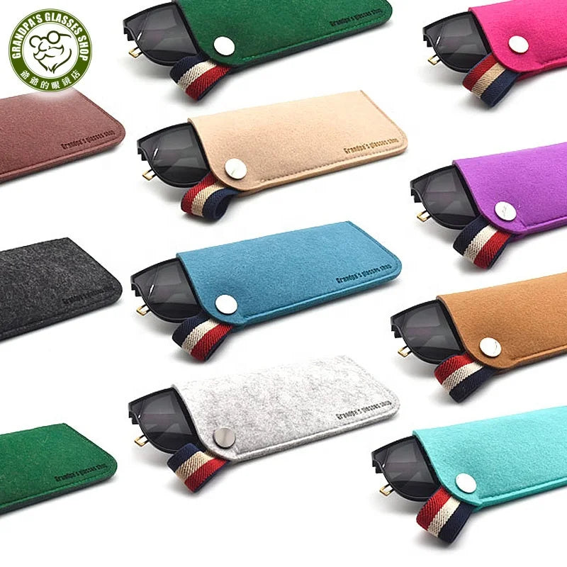Wholesale Slim Portable Eco-Friendly Rectangle Soft Felt Scratch-Resistant Sunglasses Pouch Holder Large Case for Eyeglasses