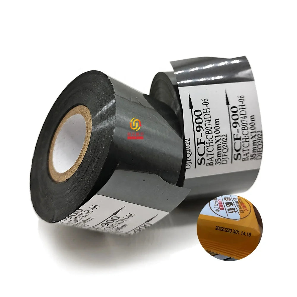 Hot Foil Roll 35mm 100m 122m SCF900 LC1 Hot Stamping Coding Foil Used to Print the Production Date on the Food Packaging Belt