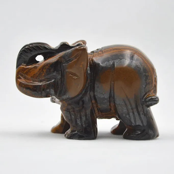 Huiying 60*30*40mm Natural Yellow Tiger Eye Carving Crystal Gemstone Animal Figurines Statue Elephant
