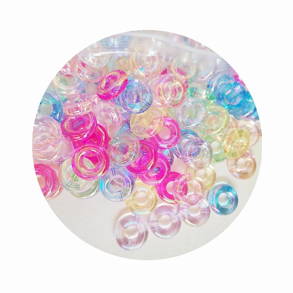 100pcs 24mm Donut Shape Plastic Beads Big Hole Abacus Shape Beads for DIY Jewelry Necklace Making Bracelet Accessory
