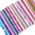 Printed Neon Chunky Glitter Faux Leather Sheets Shiny Fluorescent Solid Color PU Leather Mixed Color Sequins Synthetic Sheets C
