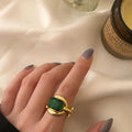 Senior Ins Cold Style Niche Design Trendy Emerald Gold Retro Personality Ring for Women