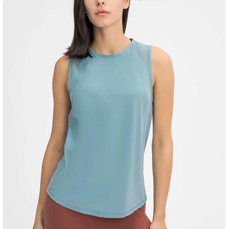 New Back Cut-out Sports Sleeveless T-shirt Women Sports Vest Fitness Sleeveless Short Sleeve Sports Top