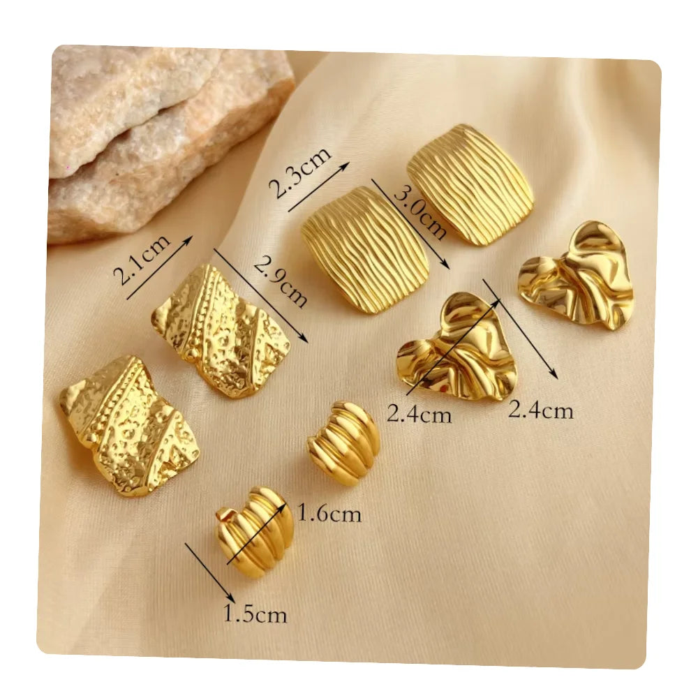 Trendy Non Tarnish Jewelry 18K Gold Plated Hypoallergenic Joyeria En Stainless Steel Irregular Studs Earrings Boucles D'Oreilles