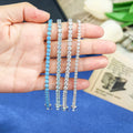 Women Round Heart Different Styles 925 Sterling Silver Nano Turquoise Cz Zircon Aquamaring Moissanite Diamond Tennis Bracelet