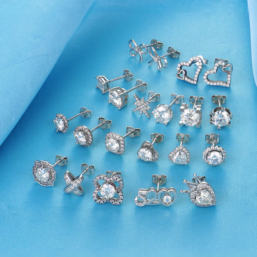 Xingyue Wholesales Various Styles Women 0.5 1 Carat Small Screw Back 925 Silver Lab Moissanites Mossanite Diamond Studs Earring