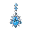 Unique Rhodium Plated 925 Silver Natural for Swiss Blue Topaz Pendant Women's Anniversary Gift Type Charm Pendants