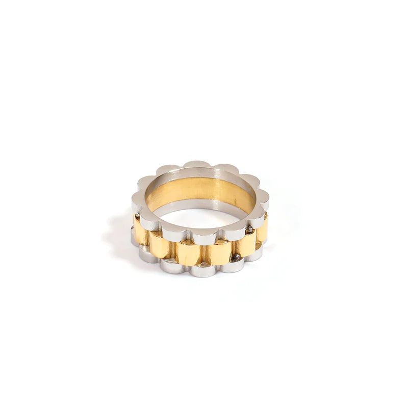 High End 18K Gold Plated Gold & Silver Band Rings for Women Stainless Steel  Tarnish Free Waterproof Fashion Jewelry