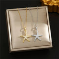 PVD Gold Starfish Custom Stainless Steel Waterproof Animal Pendant DDP Logistic Zircon Punk Charm Cute Fashion Necklace