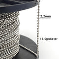 Wholesale 2.2mm Beaded Ball Chain Plata 925 Sterling Silver Chain Roll 925 Silver Jewelry