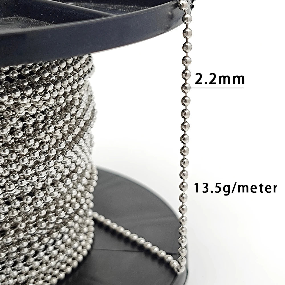 Wholesale 2.2mm Beaded Ball Chain Plata 925 Sterling Silver Chain Roll 925 Silver Jewelry