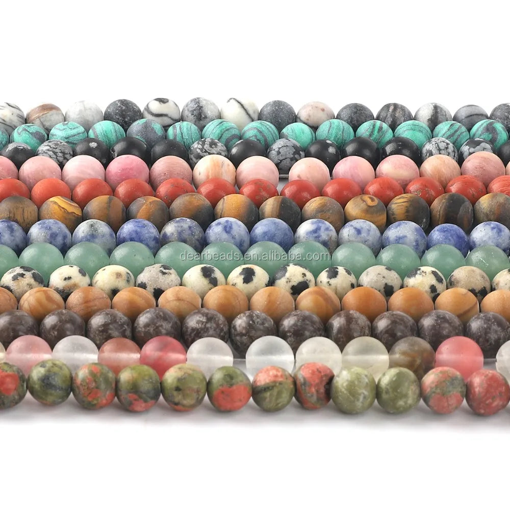 Natural Frosted Gemstone Beads Matte Stone Crystal Bead Strand for Jewelry Making 4mm 6mm 8mm 10mm 12mm 38cm Strand