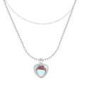 Elegant Women's Double Layer Heart Pendant Necklace Shining Bling Clavicle Chain Wedding Beads Made Durable Brass Perfect Gift