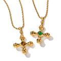 Y056 New Arrival PVD 18k Gold Plated Dainty Jewelry Tiger Eye Stone Cross Pendant Stainless Steel Necklace for Women