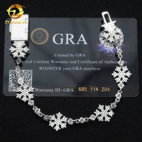Zuanfa Jewelry Iced Out Moissanite Diamond Christmas Gift Snow Flake Link Tennis Bracelet