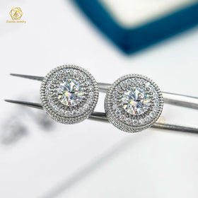Pass the Diamond Tester S925 VVS Moissanite Diamond Earrings Silver 925 Sterling Women Hip Hop Earring