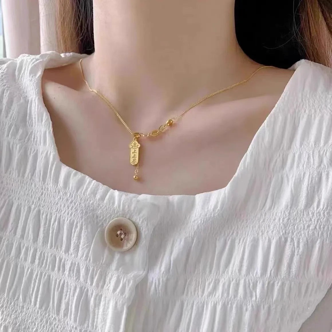 Stainless Steel  Top-quality Necklace for Women Fashionable Tassel High-end Accessories 18K Gold Non-fading Accessories